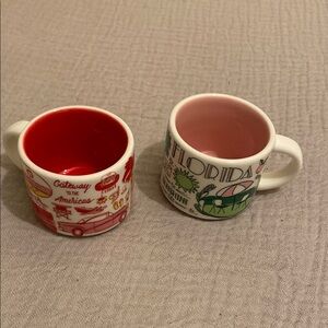 Starbucks Florida & Miami Souvenir Ceramic Mug Set - Red and Pink